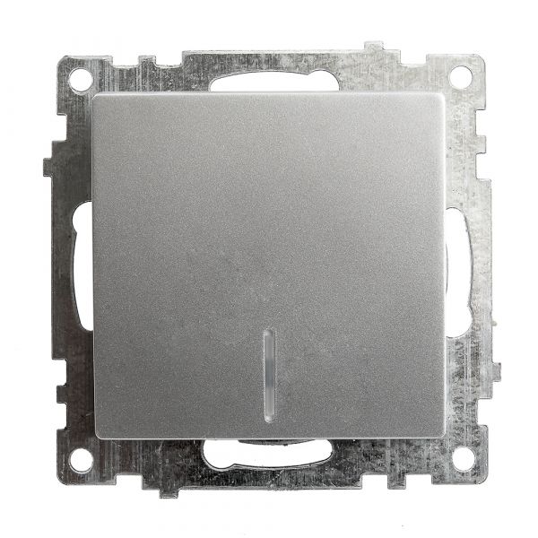Выключатель 1-клавишный c индикатором (механизм), 250В, 10А, серия Катрин, серебро