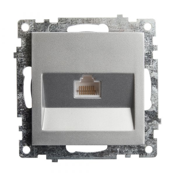 Розетка компьютерная 1-местная RJ-45 (механизм), серия Катрин, серебро