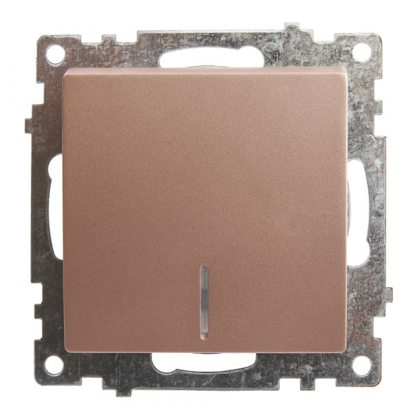 Выключатель 1-клавишный c индикатором, шампань