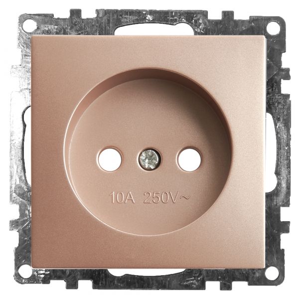Розетка 1-местная с защитной шторкой (механизм) б/з, 250В, 10А, серия Катрин, шампань