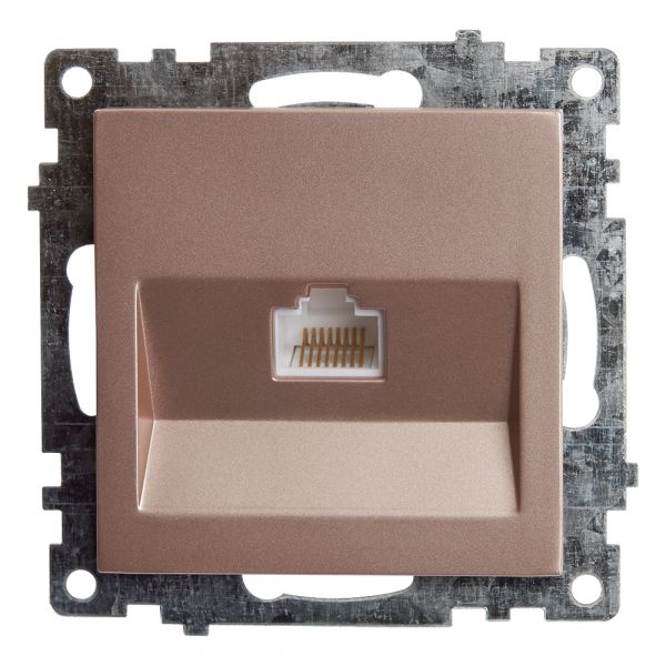 Розетка компьютерная 1-местная RJ-45 (механизм), серия Катрин, шампань