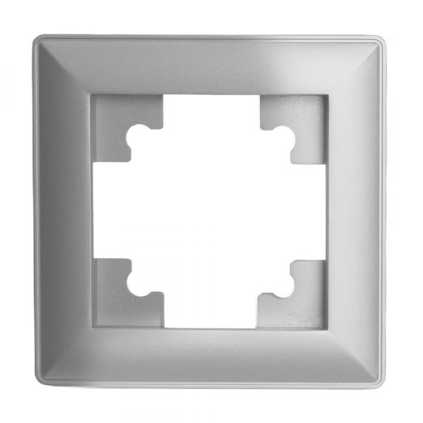 Рамка одноместная пластик серия Катрин серебро STEKKER