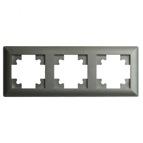 Рамка трехместная пластик серия Катрин графит STEKKER