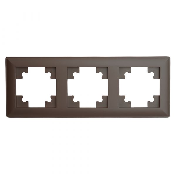 Рамка трехместная пластик серия Катрин шоколад STEKKER
