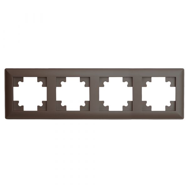 Рамка четырехместная пластик серия Катрин шоколад STEKKER