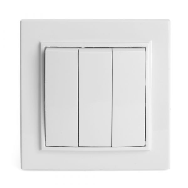 Выключатель трехклавишный, Эрна, белый Stekker