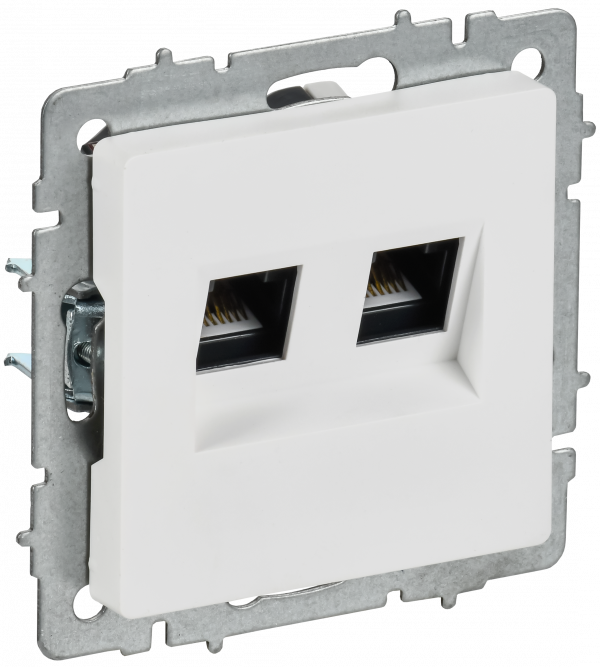 BRITE Розетка компьютерная двойная кат.5E RJ45 РК10-2-БрАБ арктический белый IEK