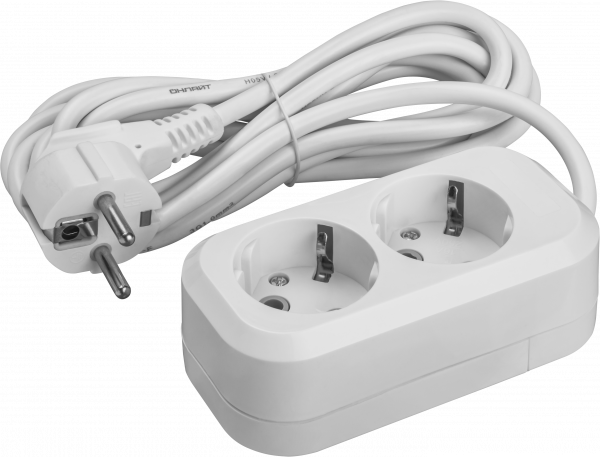 Удлинитель бытовой OPE-S-02-300-E-3x1 с заземлением 2 розетки 3м ПВС 3х1 3500 Вт