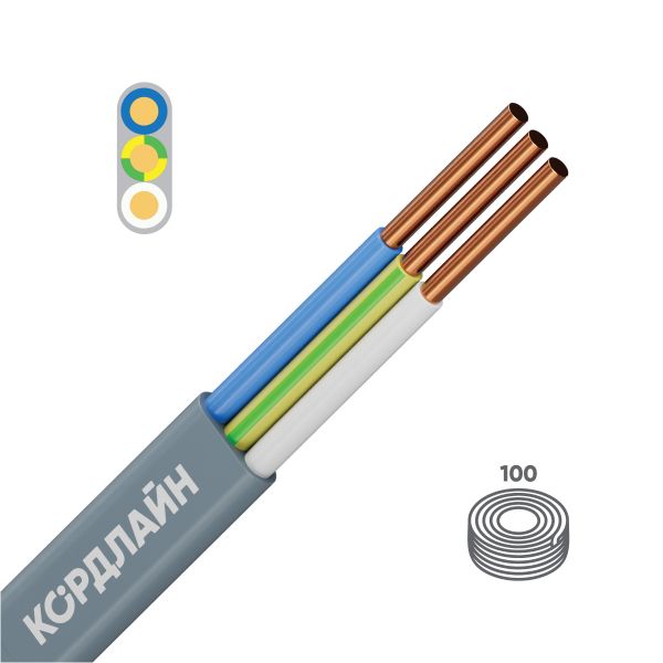 Кабель силовой КОРДЛАЙН ВВГ-Пнг(А)-LS 3x2,5ок(N,PE)-0,66 100м ТРТС