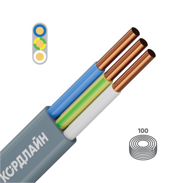 Кабель силовой КОРДЛАЙН ВВГ-Пнг(А)-LS 3x6ок(N,PE)-0,66 барабан ТРТС