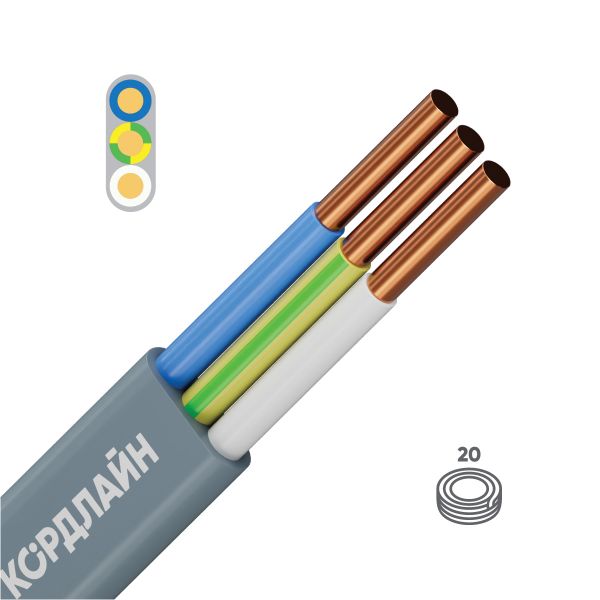 Кабель силовой КОРДЛАЙН ВВГ-Пнг(А)-LS 3x6ок(N,PE)-0,66 20м ТРТС