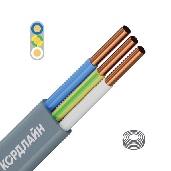 Кабель силовой КОРДЛАЙН ВВГ-Пнг(А)-LS             3x6ок(N,PE)-0,66 10м ТРТС