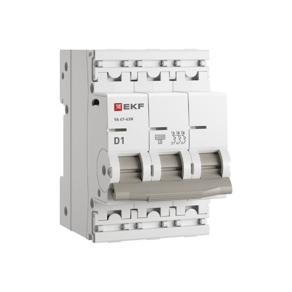 Выключатель автоматический трехполюсный 3P 1А (D) 4.5kA ВА 47-63N M634301D PROXIMA EKF