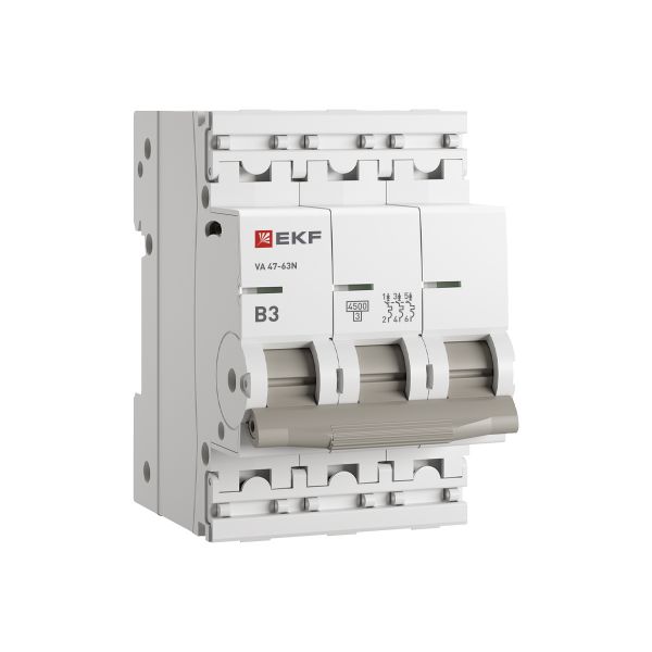 Выключатель автоматический трехполюсный 3P 3А (B) 4.5kA ВА 47-63N M634303B PROXIMA EKF