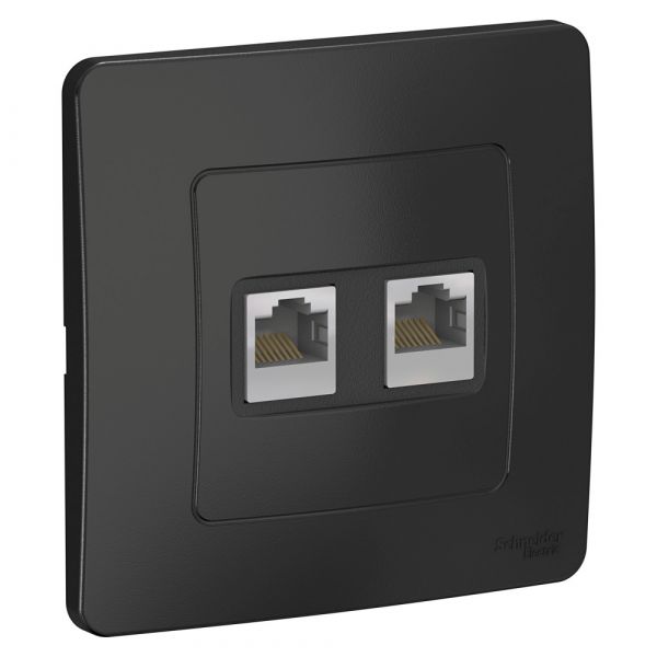 BLANCA скрытой установки розетка двойная компьютерная RJ45, антрацит