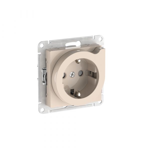 ATLASDESIGN РОЗЕТКА с заземлением со шторками с выталкивателем, 16А,мех., быстрозажимные клеммы, БЕЖЕВЫЙ