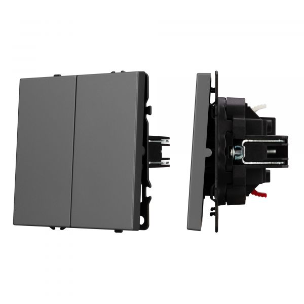 Механизм выключателя двухклавишный непроходной SWT-NOBE-MK02-SFPL-GR 230V, 10A, Серый, 1 пост