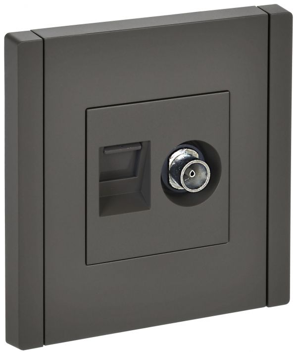 FORTE&PIANO Розетка двойная TV+RJ45 кат.5E FP336 серый IEK