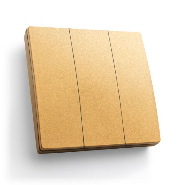 Кнопка-выключатель беспроводной 230V 500W трехклавишный, золото