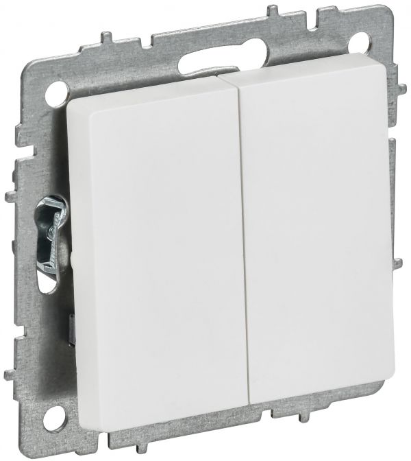 BRITE Выключатель 2-клавишный 10А ВС10-2-0-БрАБ арктический белый IEK