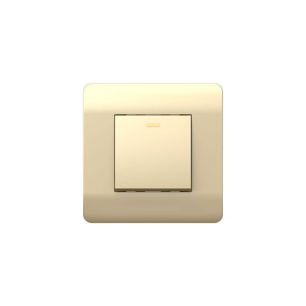 Выключатель 1-клавишный с подсветкой, 10А, шампань