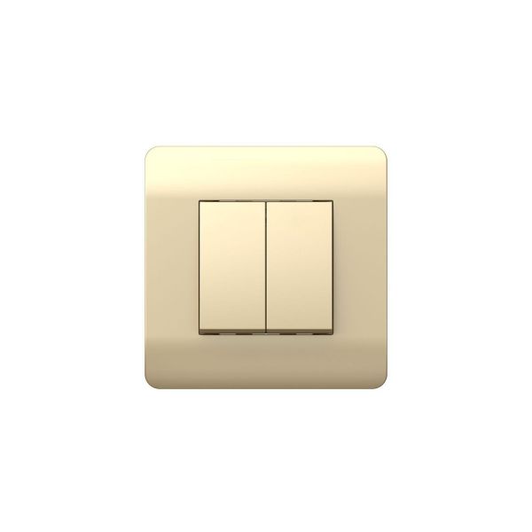 Выключатель 2-клавишный с подсветкой, 10А, шампань