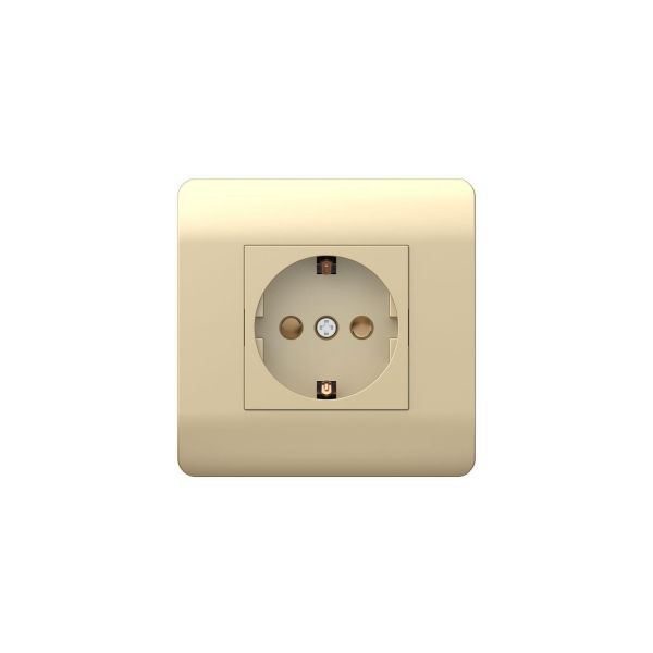 Розетка с/з со шторками, 16А, шампань