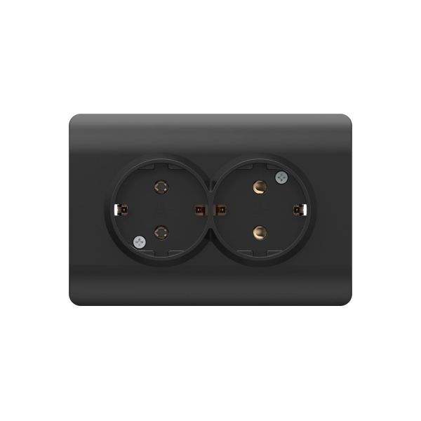 Розетка с/з со шторками двойная, 16А (NEW3-E), черный