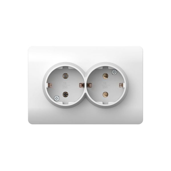 Розетка с/з со шторками двойная, 16А (NEW3-E), белый