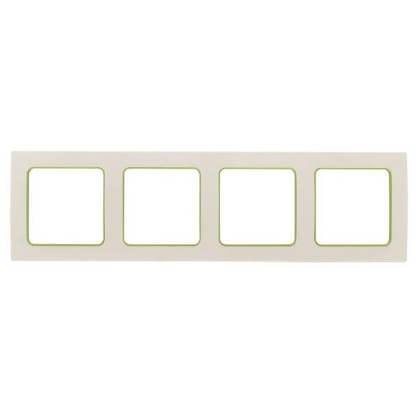 Стокгольм Рамка 4-местная белая с линией цвета зеленый