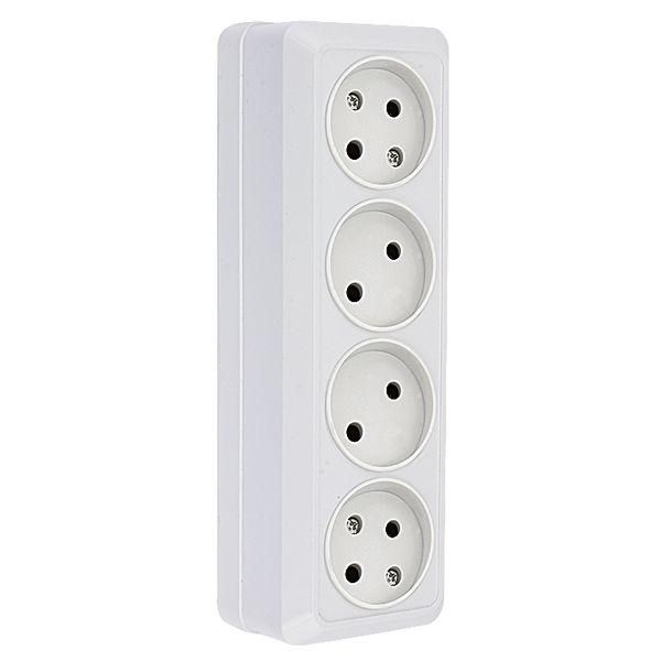 Розетка Рим 4-местная 10А без заземления белая