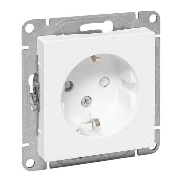 Эпика Механизм розетки 16А с заземлением со шторками белый EKF