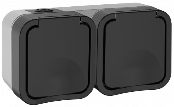 Розетка 2-местная горизонтальная TORS 16А IP55 графит