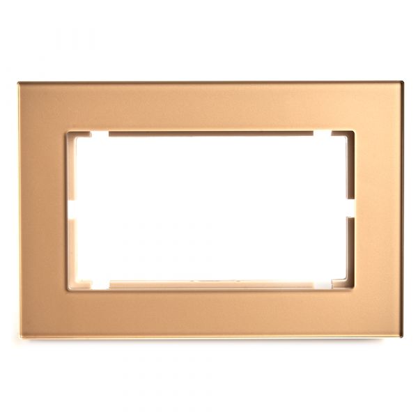 Рамка двухместная без перемычки, стекло, Катрин, золото Stekker