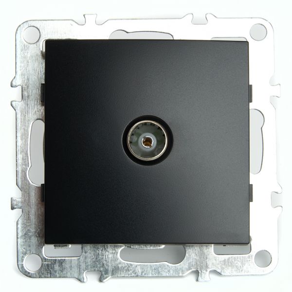 Розетка телевизионная одноместная 75 Ом 5-862МГц (механизм) серия Эрна черный STEKKER