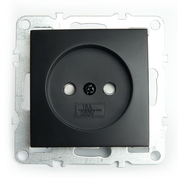 Розетка одноместная б/з (механизм) 250В 16А серия Эрна черный STEKKER