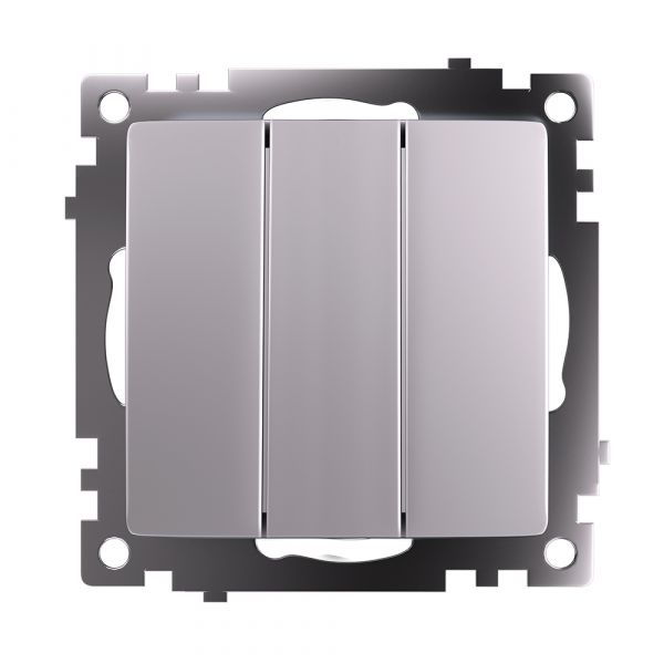 Выключатель трехклавишный (механизм) серия Катрин серебро STEKKER