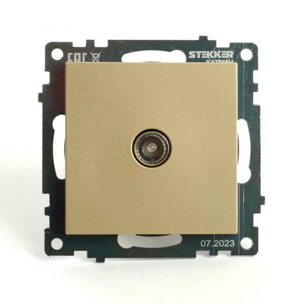 Розетка телевизионная одноместная 75 Ом 5-862МГц (механизм) серия Катрин золото STEKKER
