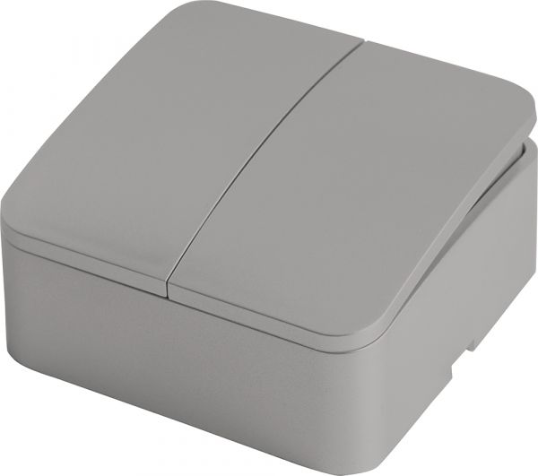 Выключатель 2-клавишный 250В 10А серия София серебро STEKKER