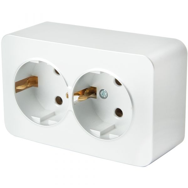 Розетка двухместная с/з белая 250В 16А София