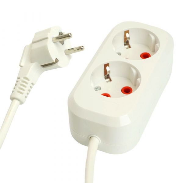 Удлинитель 2-местный с/з 3x1мм2 3м 250В 16А Home HM06-21-03 белый