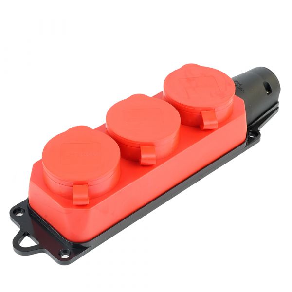 Розетка переносная 3-местная c/з каучук серия Одри RST16-23-44-3 (РП 16-334) красный STEKKER