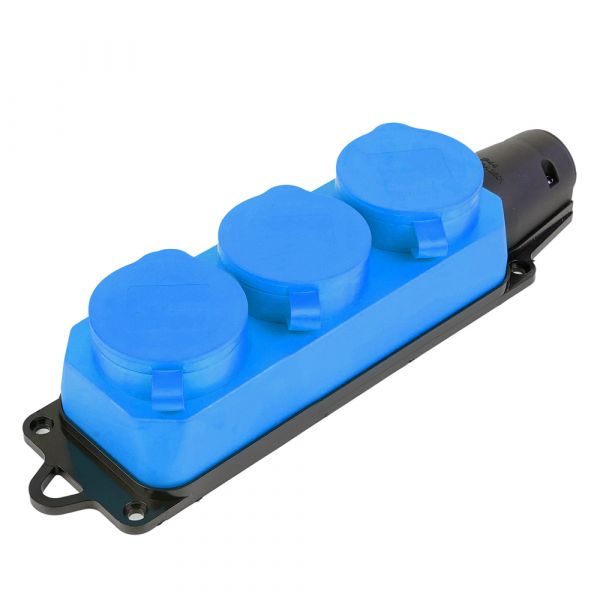 Розетка переносная 3-местная c/з каучук Одри RST16-23-44-4 синий