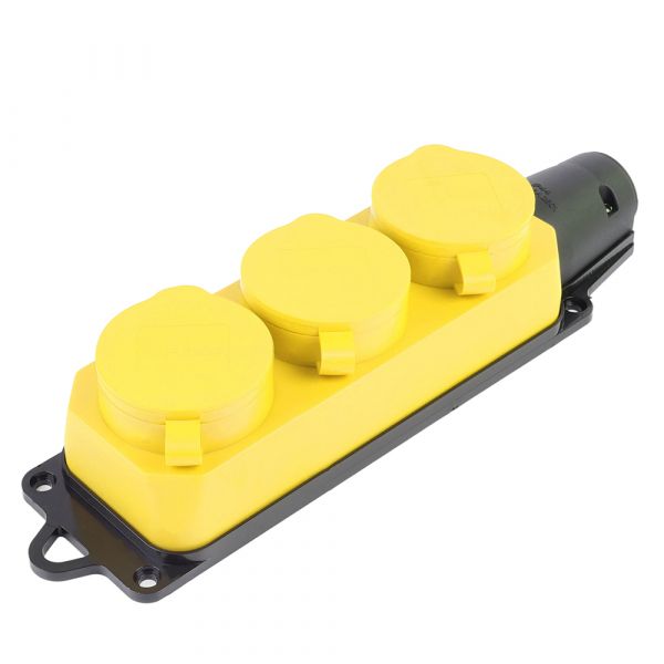 Розетка переносная 3-местная c/з каучук Одри RST16-23-44-6 желтый