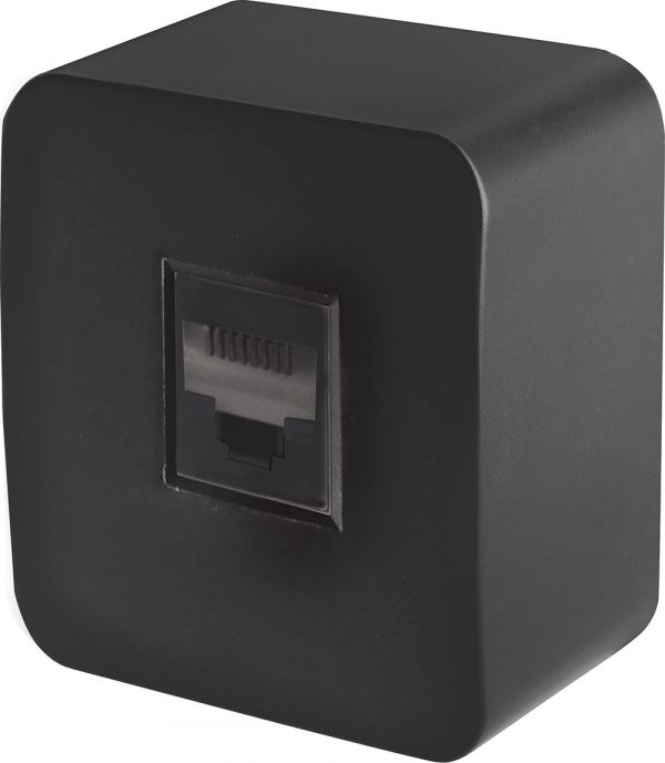 Розетка компьютерная одноместная RJ-45 серия София черный матовый STEKKER