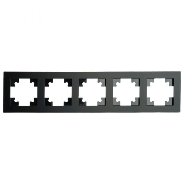 Рамка пятиместная стекло серия Катрин черный матовый STEKKER