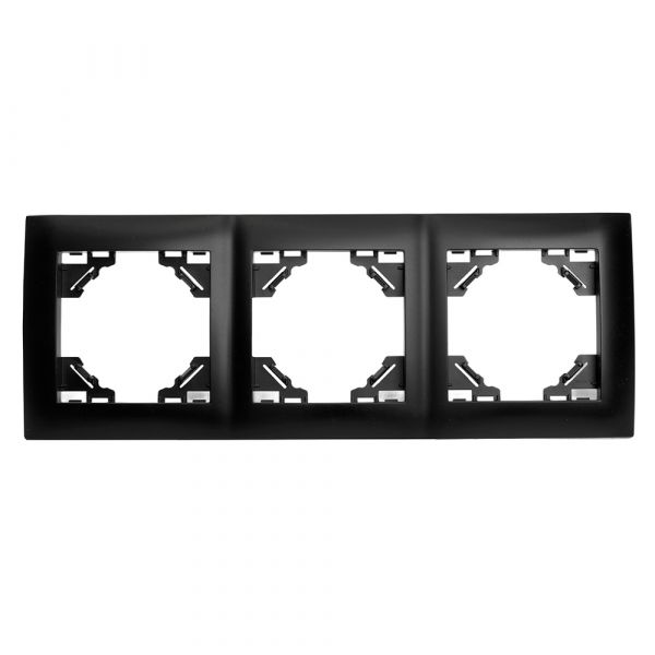 Рамка трехместная горизонтальная серия Эрна Элегант черный STEKKER