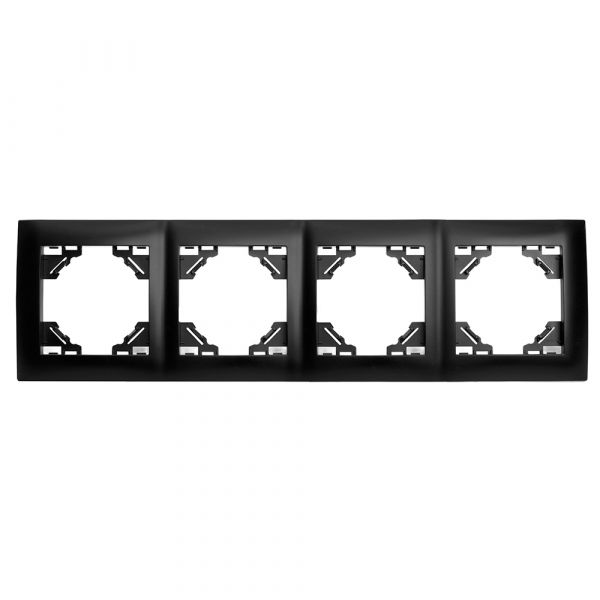 Рамка четырехместная горизонтальная серия Эрна Элегант черный STEKKER