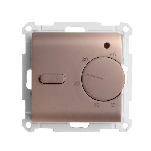 Терморегулятор механический для теплого пола (механизм) 250В 3500Вт серия Катрин шампань STEKKER