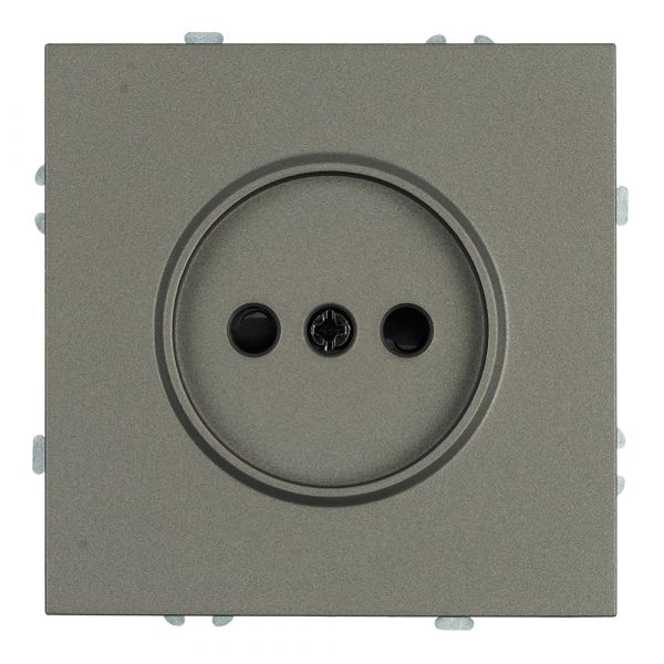 Розетка 1-местная с защитной шторкой б/з (механизм) 250В 16А антрацит soft touch серия Эмили STEKKER